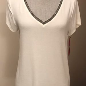 Embellished White T- Shirt